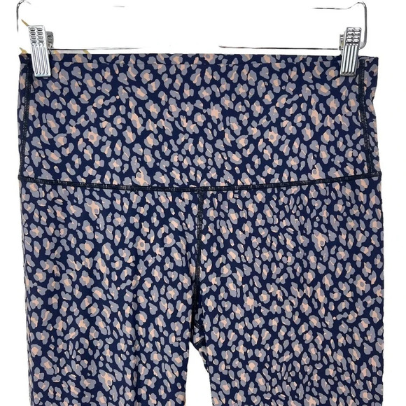 Varley Navy Blue Abstract Leopard Spotted Print Leggings Size Large - Picture 2 of 10